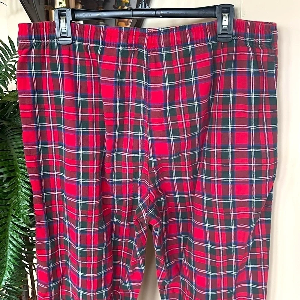 Polo Ralph Lauren Red Plaid 100% Cotton Pajama Sleep Pants Stretch Waist Pony